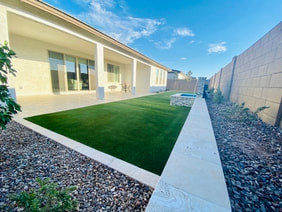 fronyard artificial lawn after installation